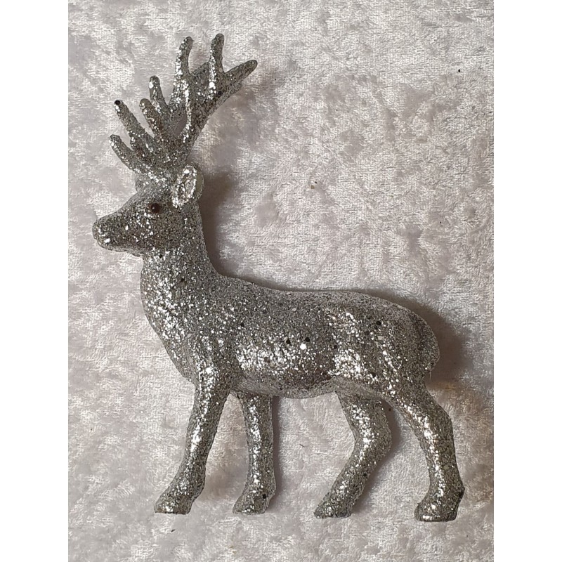 Glitzer Hirsch Kunststoff silber