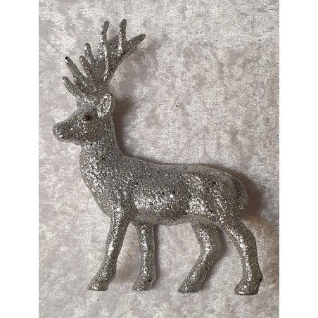 Glitzer Hirsch Kunststoff silber