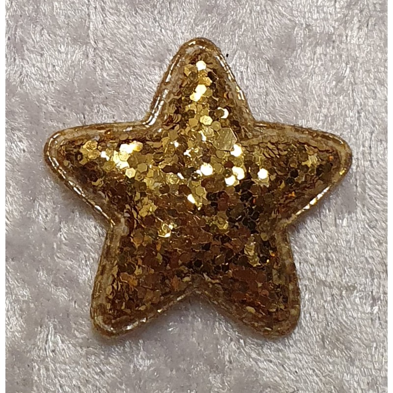 Stoff Stern Glitzer gold