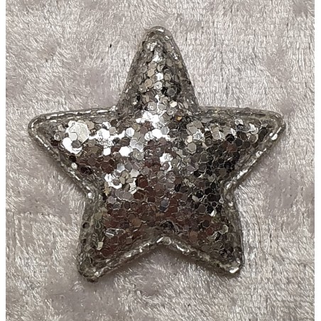 Stoff Stern Glitzer silber