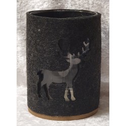 Teelicht Glas mit Filz anthrazit