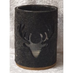 Teelicht Glas mit Filz anthrazit