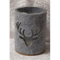 Teelicht Glas mit Filz hellgrau
