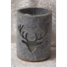 Teelicht Glas mit Filz hellgrau