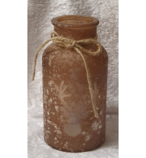 Teelicht Glas gefrostet mit Hirschkopf braun