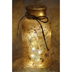 Teelicht Glas gefrostet mit Hirschkopf braun