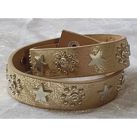 Wickelarmband Sterne beige