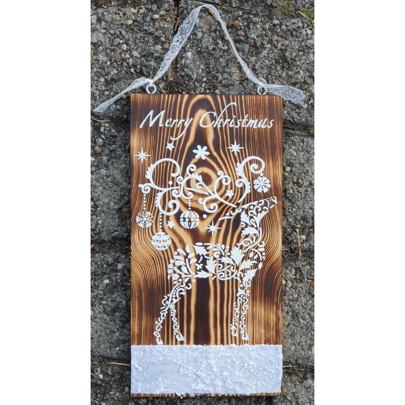 Schild Merry Christmas Hirsch