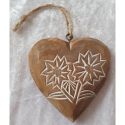 Holz Herz Edelweiss