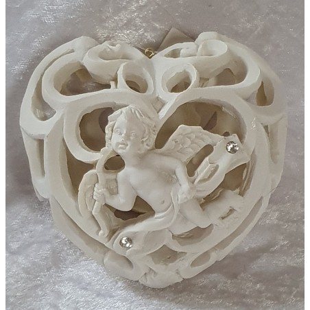 Herz mit Engel weiss Polyresin