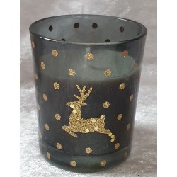Glas mit Kerze Hirsch gold