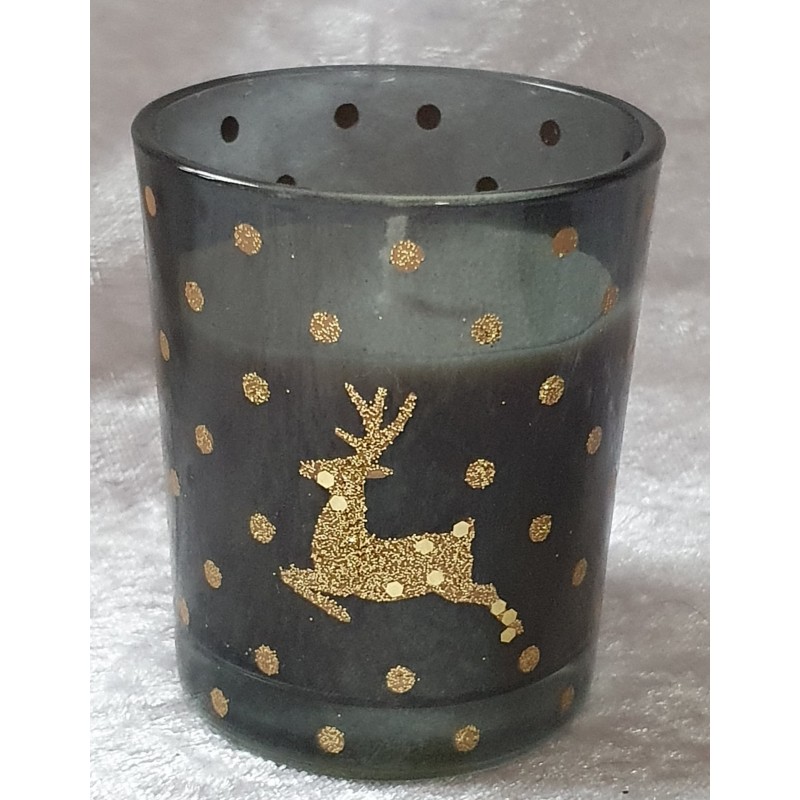 Glas mit Kerze Hirsch gold