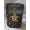 Glas mit Kerze Stern gold