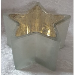 Teelicht Stern Glas weiss