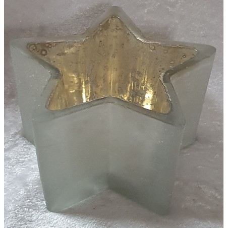 Teelicht Stern Glas weiss