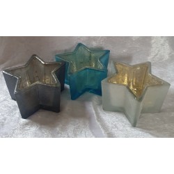Teelicht Stern Glas türkis