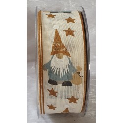 Dekoband Wichtel mit Drahtkante