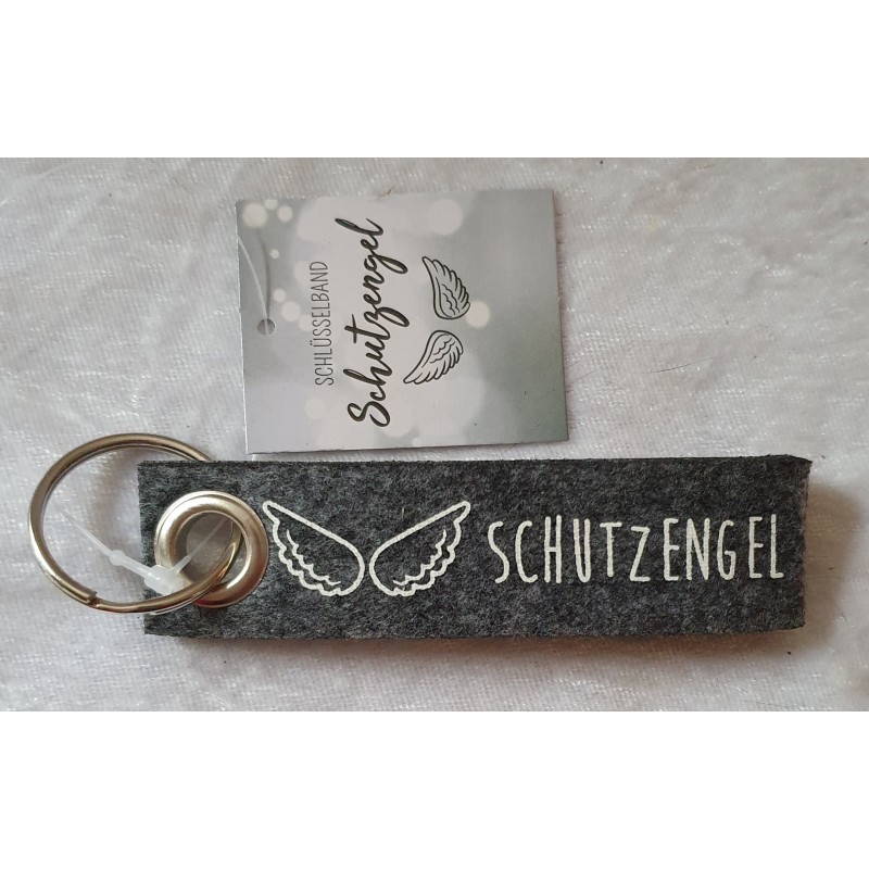 Schlüsselanhänger Schutzengel grau