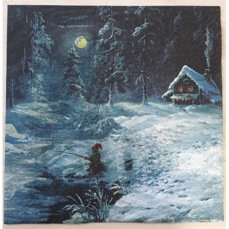 Servietten Weihnachtsmann am Angeln