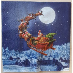 Serviette Weihnachtsmann im Schlitten