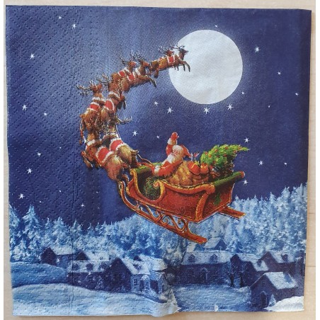 Serviette Weihnachtsmann im Schlitten