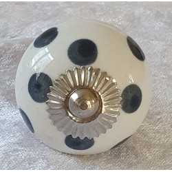 Möbelknopf Porzellan weiss/schwarz