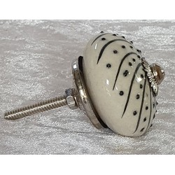 Möbelknopf Porzellan weiss/schwarz