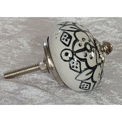 Möbelknopf Porzellan weiss/schwarz