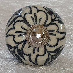 Möbelknopf Porzellan weiss/schwarz