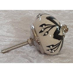 Möbelknopf Porzellan weiss/schwarz