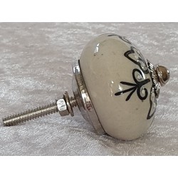 Möbelknopf Porzellan weiss/schwarz