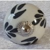 Möbelknopf Porzellan weiss/schwarz