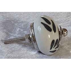 Möbelknopf Porzellan weiss/schwarz