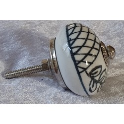 Möbelknopf Porzellan weiss/schwarz