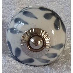 Möbelknopf Porzellan weiss/grau