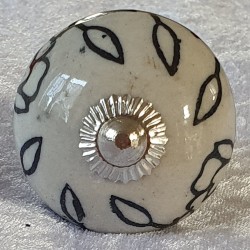 Möbelknopf Porzellan weiss/schwarz