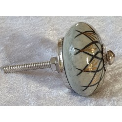 Möbelknopf Porzellan weiss/schwarz