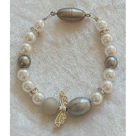 Armband Engel weiss/grau