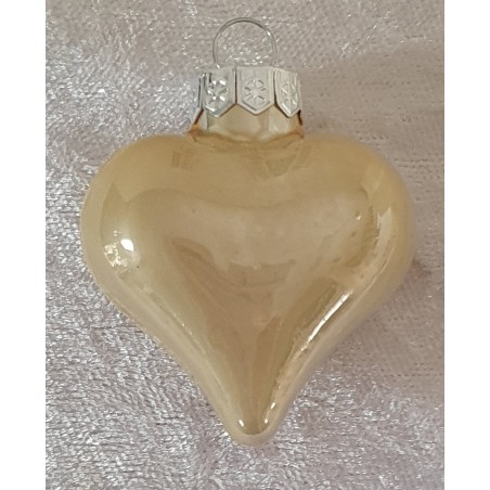 Glas Herz creme glänzend