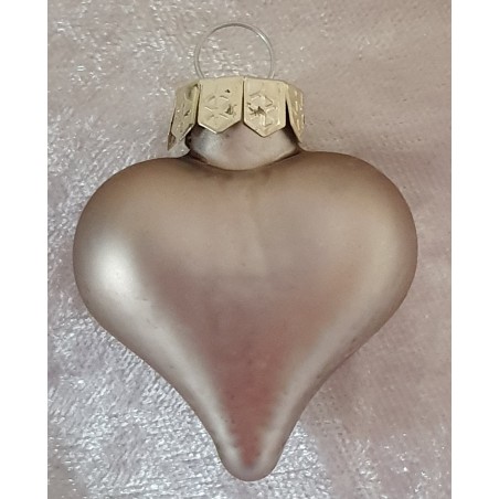 Glas Herz taupe matt