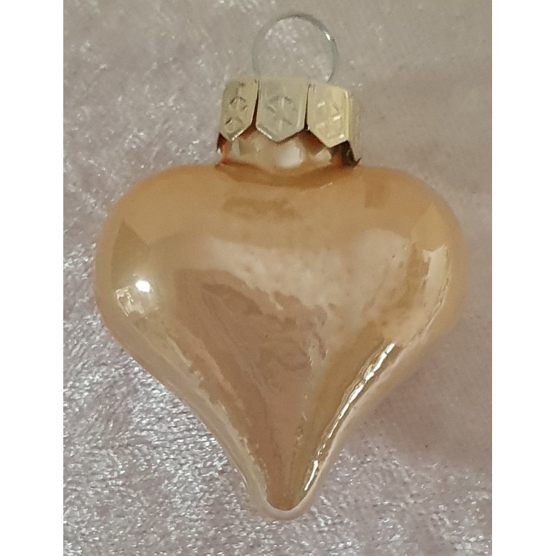 Glas Herz beige glänzend