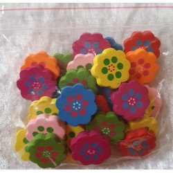 Holz Perlen Blumen bunt gemischt