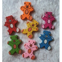 Holz Perlen Teddybär bunt gemischt