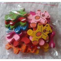 Holz Perlen Teddybär bunt gemischt