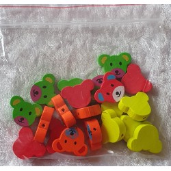 Holz Perlen Teddybär bunt gemischt
