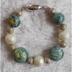 Perlen Armband weiss/mint