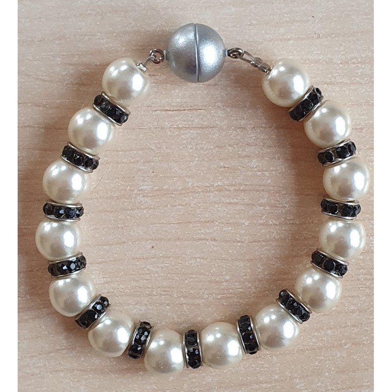 Perlen Armband weiss/schwarz