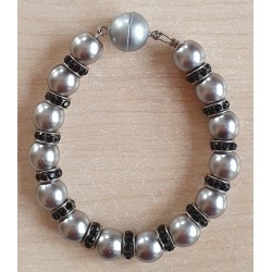 Perlen Armband grau/schwarz