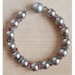 Perlen Armband grau/bunt