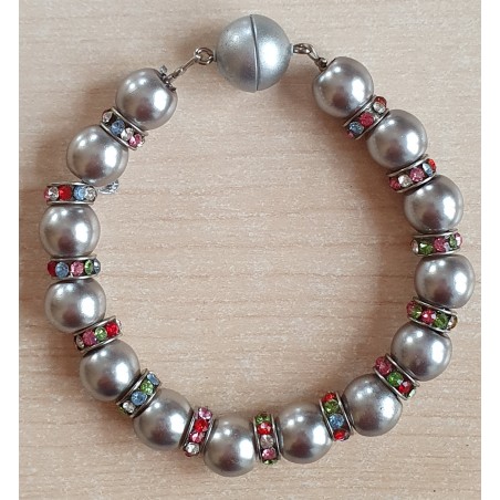 Perlen Armband grau/bunt